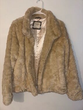 Abercrombie & Fitch Plush Teddy Jacket in Light Tan